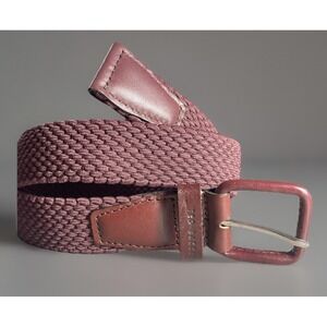 Ted Baker Burgundy Woven‎ Belt Leather Accents Size S/M Up to Size 34